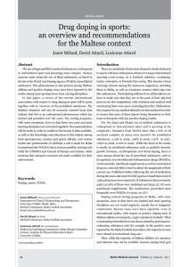 Drug doping in sports: an overview and recommendations for the Maltese context