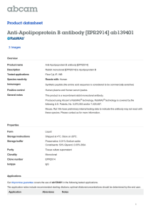 Anti-Apolipoprotein B antibody [EPR2914] ab139401 Product datasheet 3 Images Overview