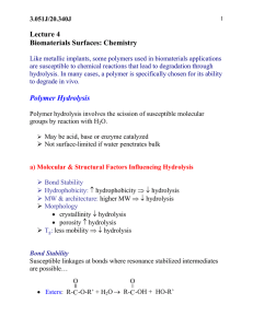 Lecture 4 Biomaterials Surfaces: Chemistry