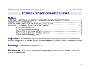 LECTURE 4: FORCE-DISTANCE CURVES Outline :