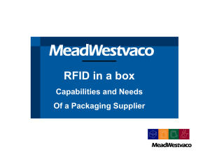 _____ RFID in a box Capabilities and Needs Of a Packaging Supplier