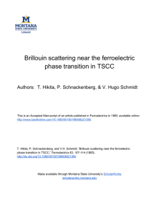 Brillouin scattering near the ferroelectric phase transition in TSCC
