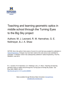 Teaching and learning geometric optics in to the Big Sky project