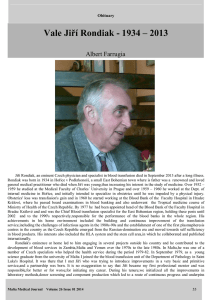 Vale Jiří Rondiak - 1934 – 2013  Albert Farrugia Obituary