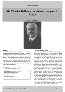Sir Charles Ballance: A pioneer surgeon in Malta Historical Research