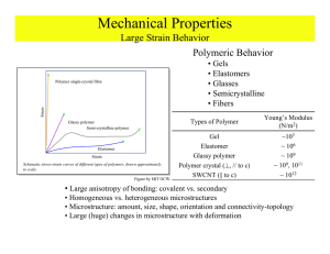 Mechanical Properties Large Strain Behavior Polymeric Behavior • Gels