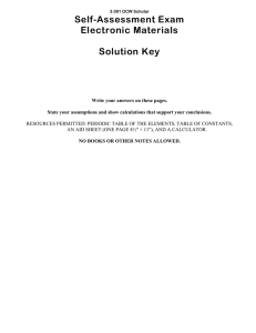 Self-Assessment Exam Electronic Materials  Solution Key