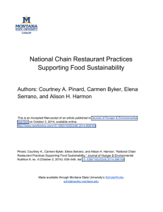 National Chain Restaurant Practices Supporting Food Sustainability Serrano, and Alison H. Harmon