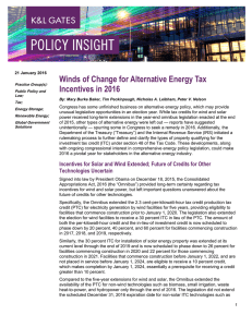 Winds of Change for Alternative Energy Tax Incentives in 2016