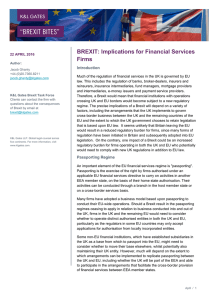 BREXIT: Implications for Financial Services Firms Introduction