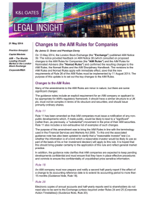Changes to the AIM Rules for Companies