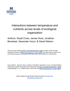 Interactions between temperature and nutrients across levels of ecological organization