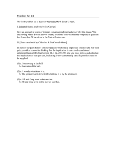 Problem Set #4 I. [adapted from a textbook by McCawley]