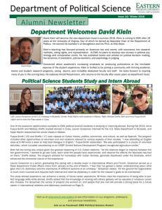 Department of Political Science Alumni Newsletter Department Welcomes David Klein