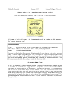 Political Science 210 – Introduction to Political Analysis