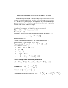 Inhomogeneous Case: Variation of Parameters Formula ( )