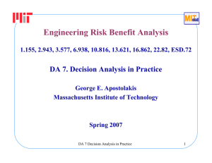 Engineering Risk Benefit Analysis DA 7. Decision Analysis in Practice