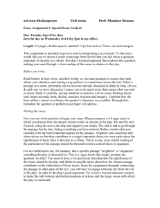 21L009 Shakespeare Fall 2003 Prof. Shankar Raman Essay Assignment 1: Speech/Scene Analysis