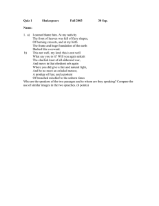 Quiz 1  Shakespeare Fall 2003