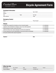 Bicycle Agreement Form Participant Information