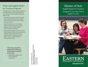 Master of Arts What is the English Studies for Teachers Program?