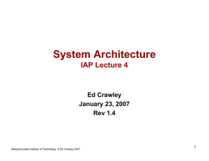 System Architecture IAP Lecture 4 Ed Crawley January 23, 2007