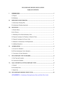 INCLUSIONARY HOUSING REGULATIONS TABLE OF CONTENTS  .........................................................................................................1