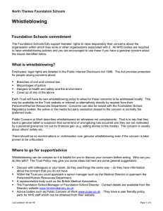 Whistleblowing Foundation Schools commitment North Thames Foundation Schools