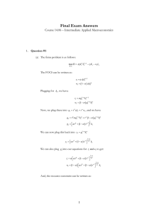 Final Exam Answers Course 14.06 – Intermediate Applied Macroeconomics  (