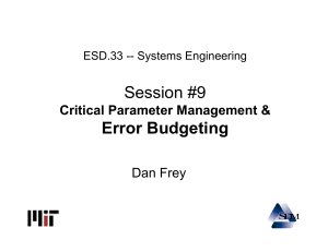 Session #9 Error Budgeting Critical Parameter Management &amp; Dan Frey