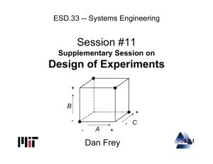 Session #11 Design of Experiments Dan Frey ESD.33 -- Systems Engineering