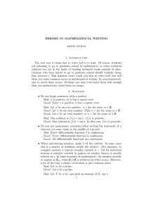 ERRORS IN MATHEMATICAL WRITING 1. Introduction
