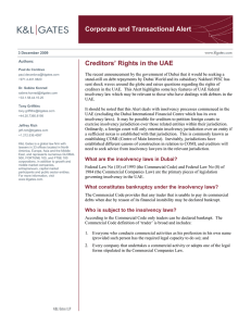 Corporate and Transactional Alert Creditors’ Rights in the UAE