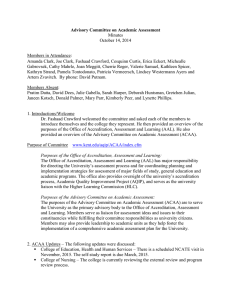 Advisory Committee on Academic Assessment Minutes October 14, 2014
