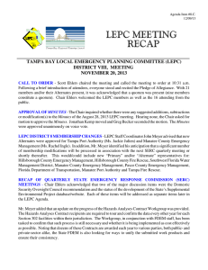 LEPC MEETING RECAP TAMPA BAY LOCAL EMERGENCY PLANNING COMMITTEE (LEPC)
