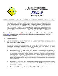 RECAP FACILITY DISASTER PLANNING SUBCOMMITTEE