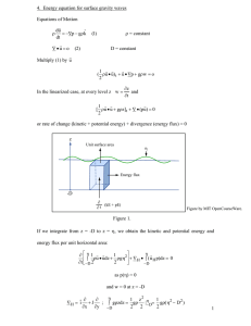 4.  Energy equation for surface gravity waves Equations of Motion