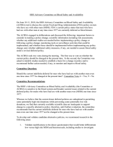 HHS Advisory Committee on Blood Safety and Availability