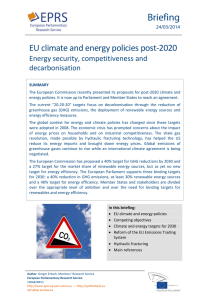 Briefing EU climate and energy policies post-2020 Energy security, competitiveness and decarbonisation
