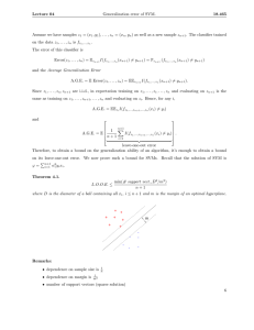 Lecture  04 Generalization error of SVM. 18.465 Assume we have samples z
