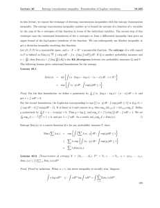 Lecture  40 Entropy tensorization inequality.  Tensorization of Laplace transform. 18.465