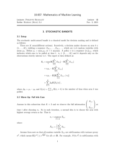 18.657: Mathematics of Machine Learning 3. STOCHASTIC BANDITS