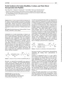 Facile Synthesis of b-Amino Disulfides, Cystines, and Their Direct