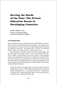 Serving the Needs of the Poor: The Private Education Sector in Developing Countries