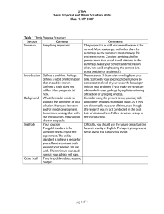 2.ThA Thesis Proposal and Thesis Structure Notes Class 1, IAP 2007
