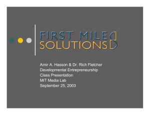 Amir A. Hasson &amp; Dr. Rich Fletcher Developmental Entrepreneurship Class Presentation