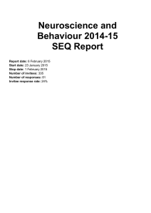 Neuroscience and Behaviour 2014-15 SEQ Report