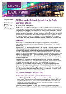 ECJ Interprets Rules of Jurisdiction for Cartel Damages Claims