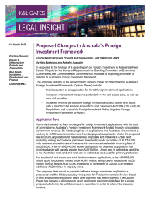 Proposed Changes to Australia's Foreign Investment Framework 18 March 2015
