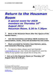 Return to the Housman Room A special event for ASCR